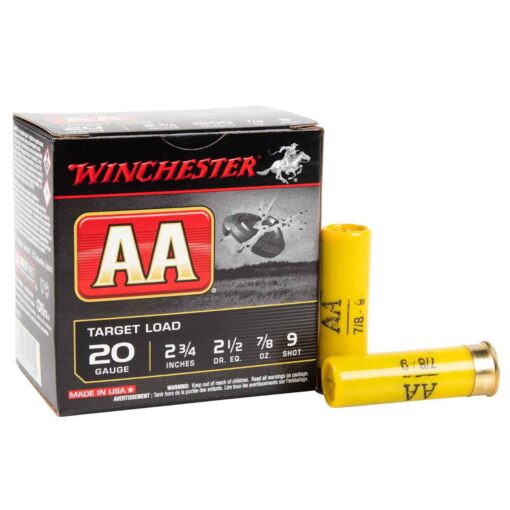 winchester aa 20 gauge 2 34in 9 78oz target shotshells 25 rounds 307988 1 1