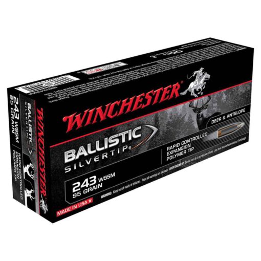 winchester ballistic silvertip 243 wssm winchester super short mag 95gr ballistic silvertip rifle ammo 20 rounds 318109 1