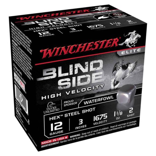 winchester blind side 12 gauge 3in 2 1 18oz waterfowl shotshells 25 rounds 1386784 1