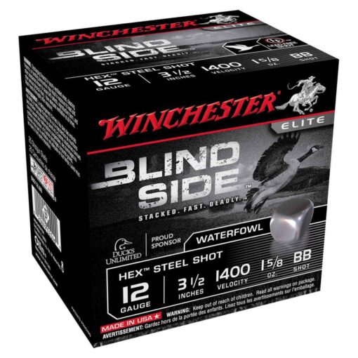 winchester blind side hex steel shot 12 gauge 3 12in bb 1 58oz waterfowl shotshells 25 rounds 1276905 1