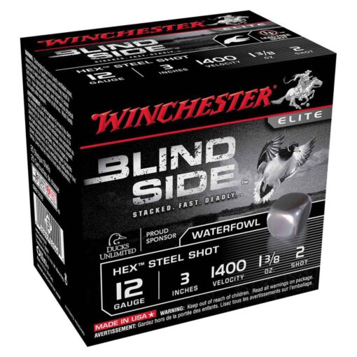 winchester blind side hex steel shot 12 gauge 3in 2 1 38oz waterfowl shotshells 25 rounds 1276899 1