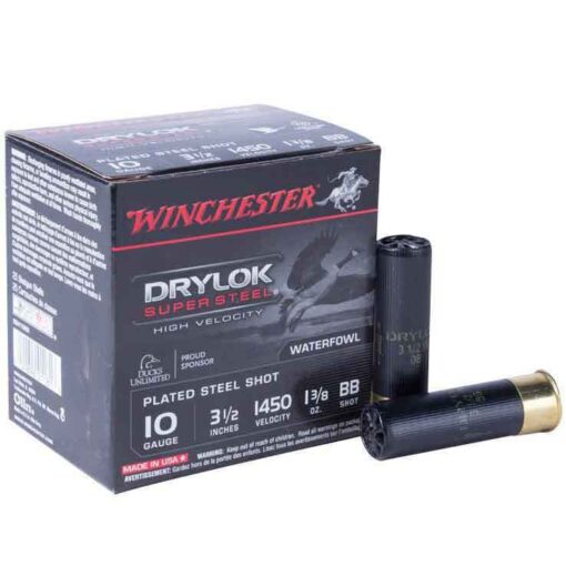 winchester drylok super steel 10 gauge 3 12in bb 1 38oz waterfowl shotshells 25 rounds 300744 1