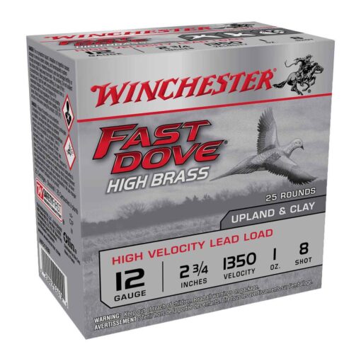 winchester fast dove high brass 12 gauge 2 34in 8 1oz upland shotshells 25 rounds 1772123 1