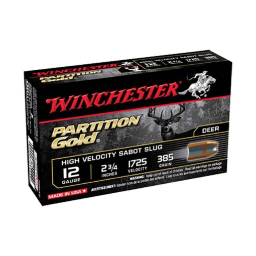 winchester partition gold high velocity 12 gauge 2 34in sabot slug shotshells 5 rounds 315357 1