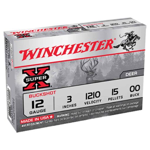 winchester super x 12 gauge 3in 00 buck buckshot shotshells 5 rounds 317804 1