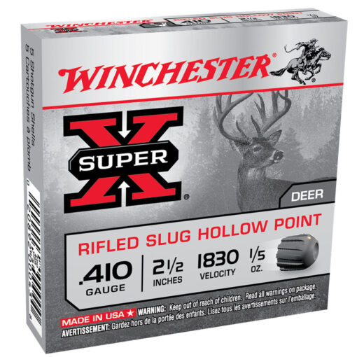 winchester super x rifled slug hollow point 410 2 12in 15oz slug shotshells 5 rounds 306584 1