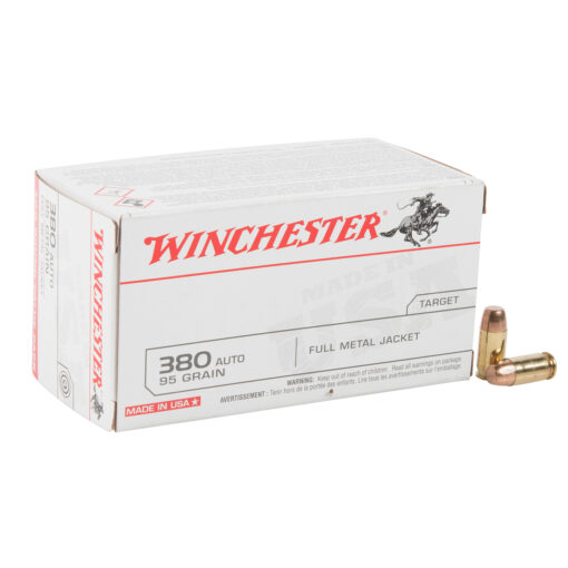 winchester target 380 auto acp 95gr fmj handgun ammo 100 rounds 1232718 1