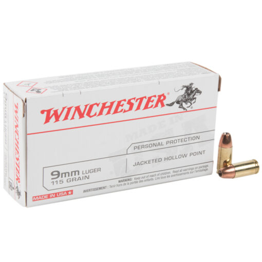 winchester target 9 mm luger 115gr jhp handgun ammo 50 rounds 315305 1