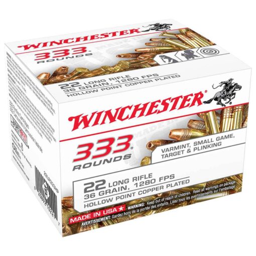 winchester usa 22 long rifle 36gr cphp rimfire ammo 333 rounds 1232723 1